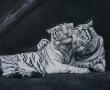 deux tigres en noir et blanc